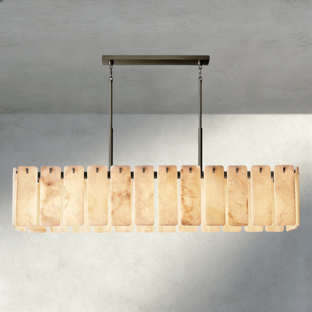 Calomota Onyx Rectangular Alabaster Chandelier 60", 74" - Zelno