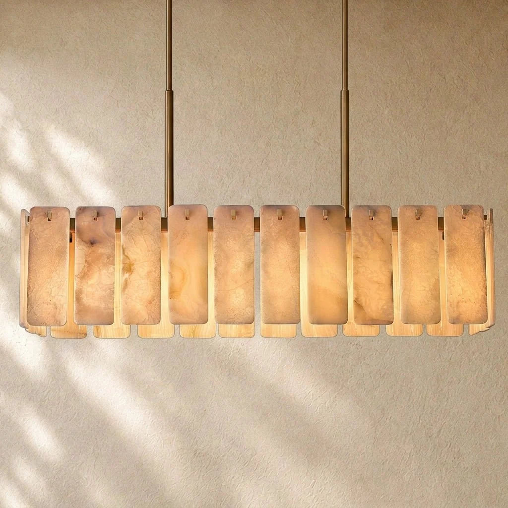 Calomota Onyx Rectangular Alabaster Chandelier 60", 74" - Zelno