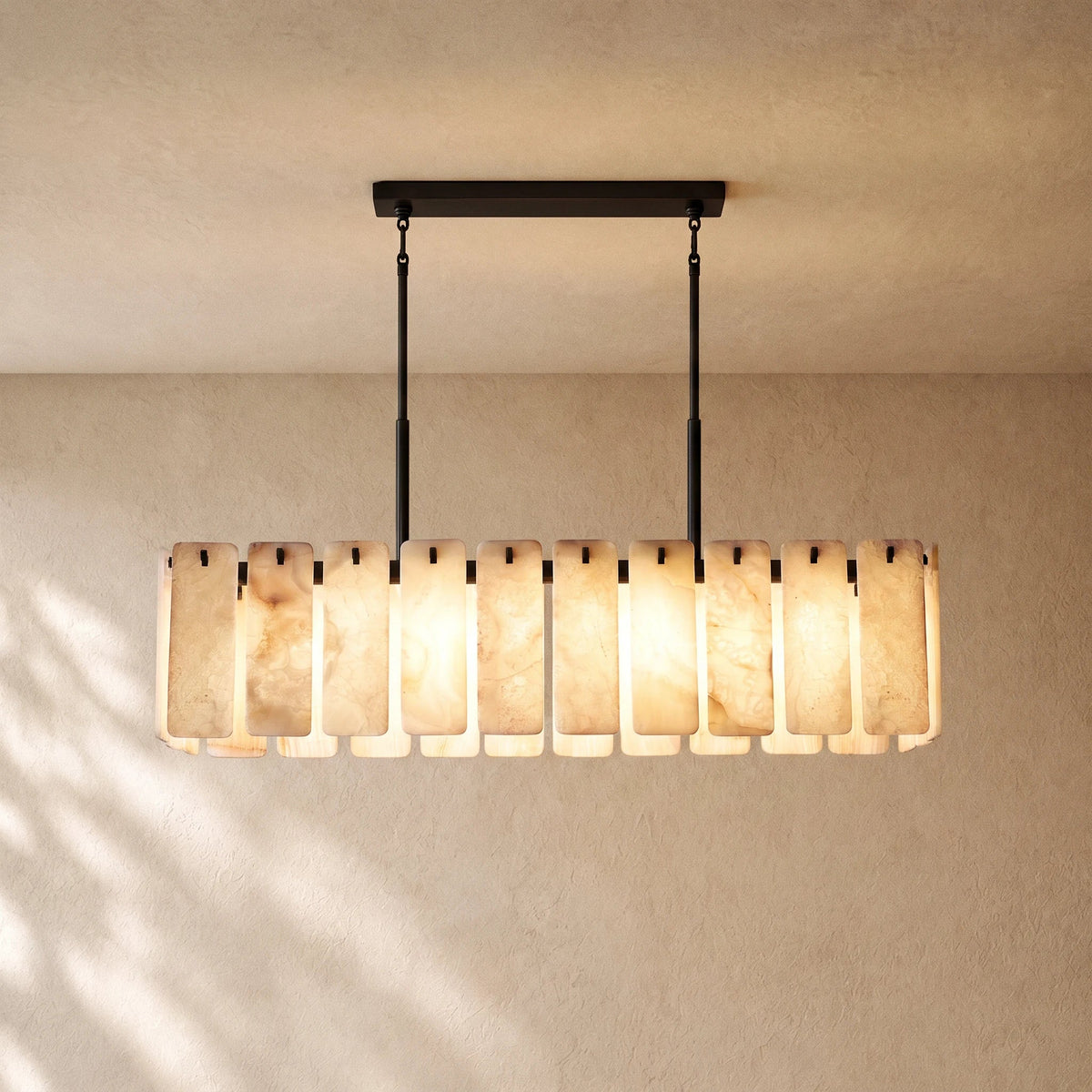 Calomota Onyx Rectangular Alabaster Chandelier 60", 74" - Zelno