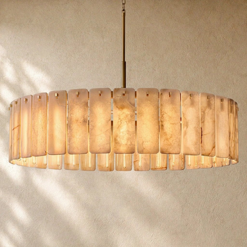Calomota Onyx Round Alabaster Chandelier 36". 48", 60" - Zelno