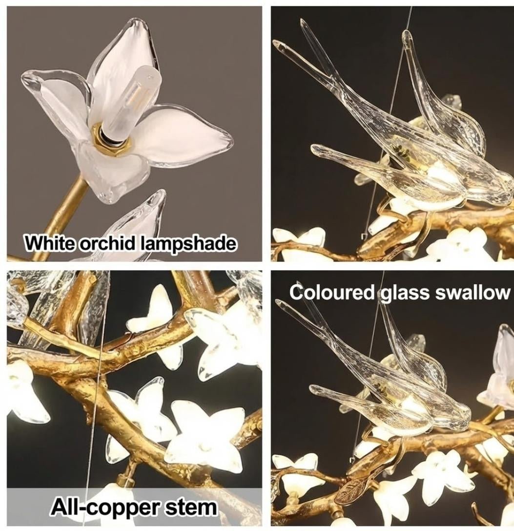 Calyx Bird Branch Chandelier for Dining Room - Zelno Lighting