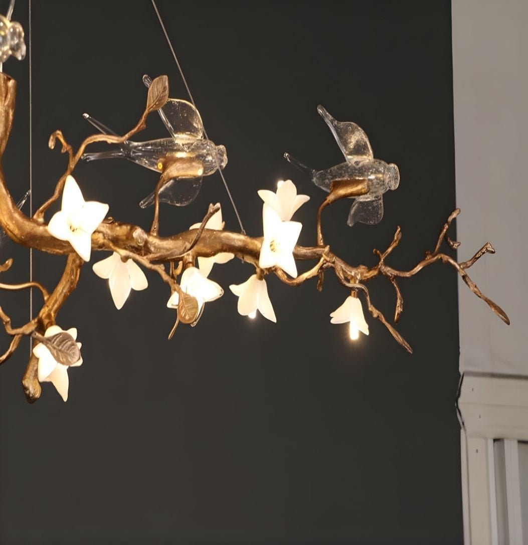 Calyx Bird Branch Chandelier for Dining Room - Zelno Lighting