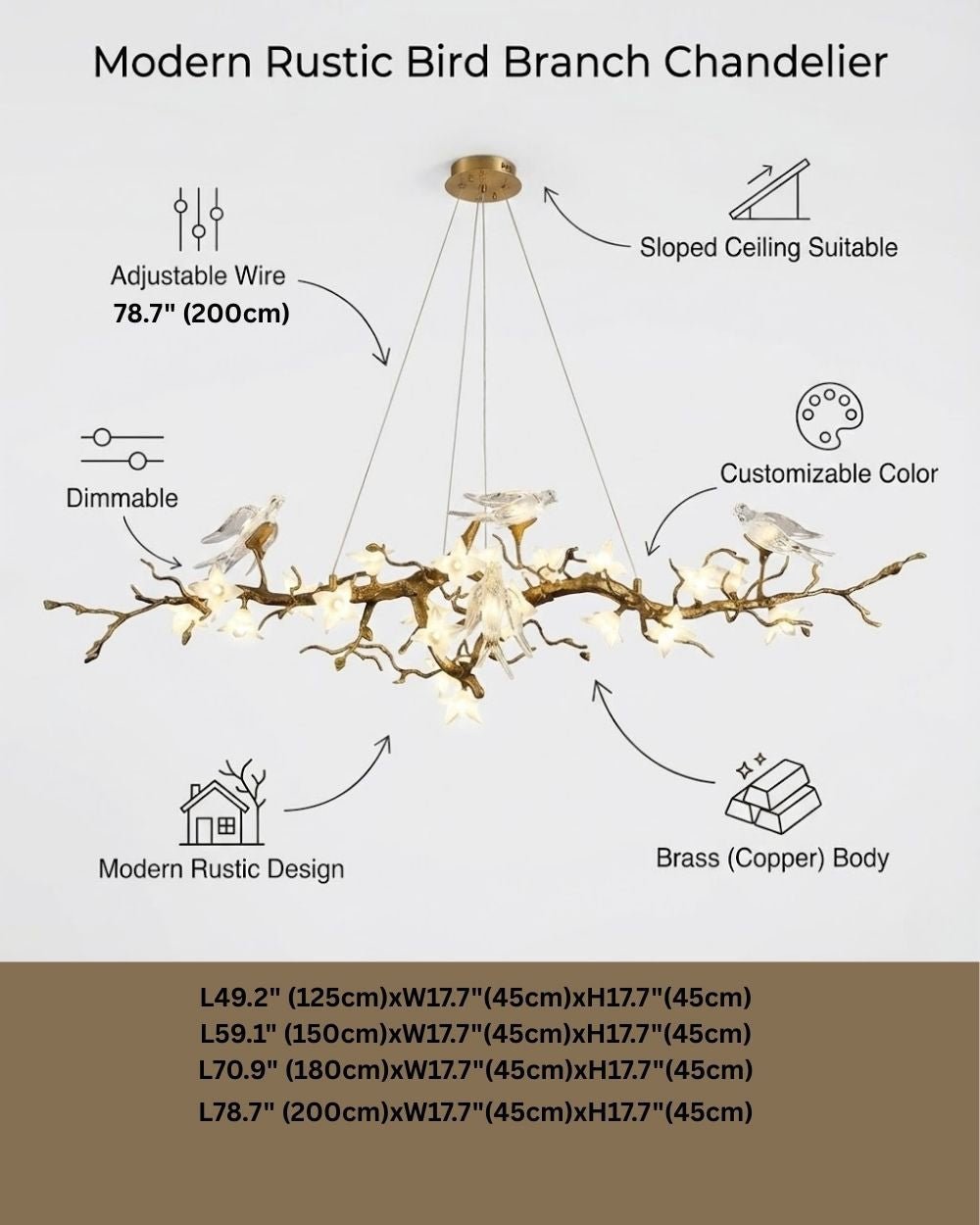 Calyx Bird Branch Chandelier for Dining Room - Zelno Lighting