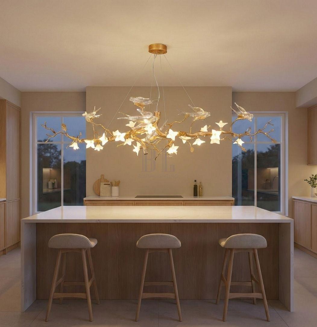 Calyx Bird Branch Chandelier for Dining Room - Zelno Lighting