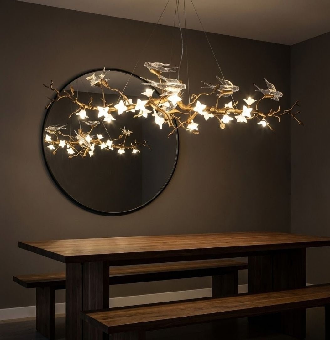 Calyx Bird Branch Chandelier for Dining Room - Zelno Lighting