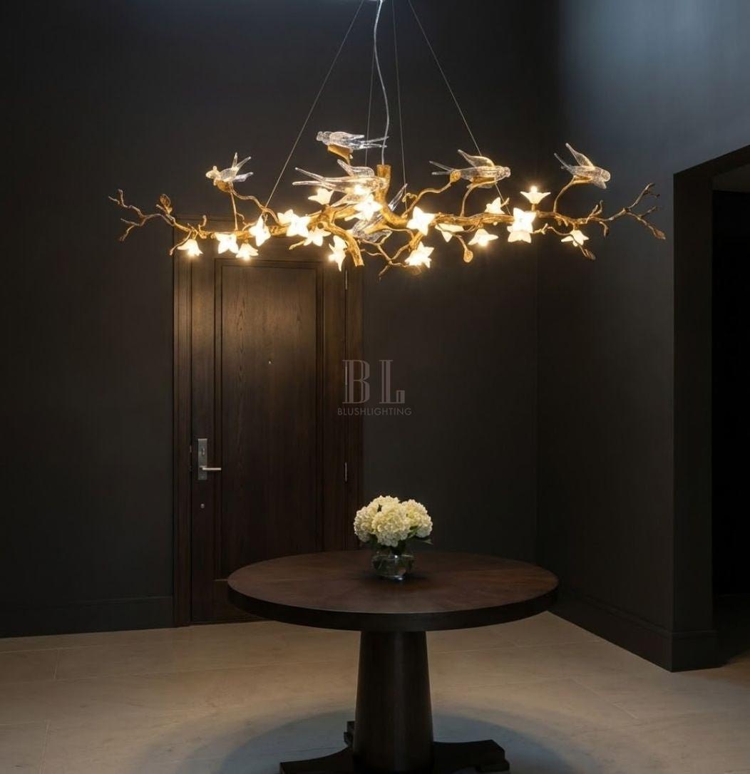 Calyx Bird Branch Chandelier for Dining Room - Zelno Lighting