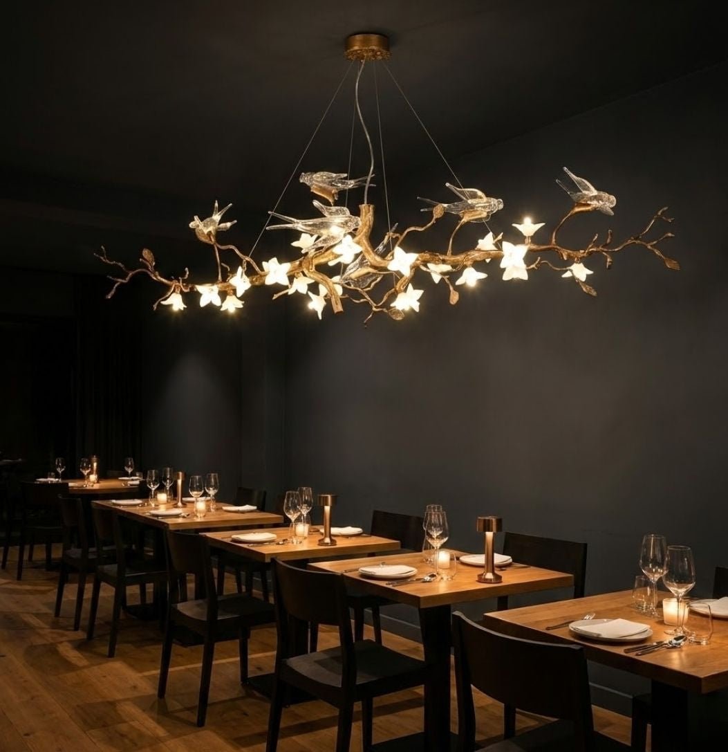 Calyx Bird Branch Chandelier for Dining Room - Zelno Lighting