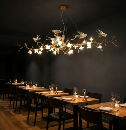 Calyx Bird Branch Chandelier for Dining Room - Zelno Lighting
