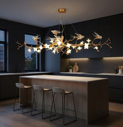 Calyx Bird Branch Chandelier for Dining Room - Zelno Lighting