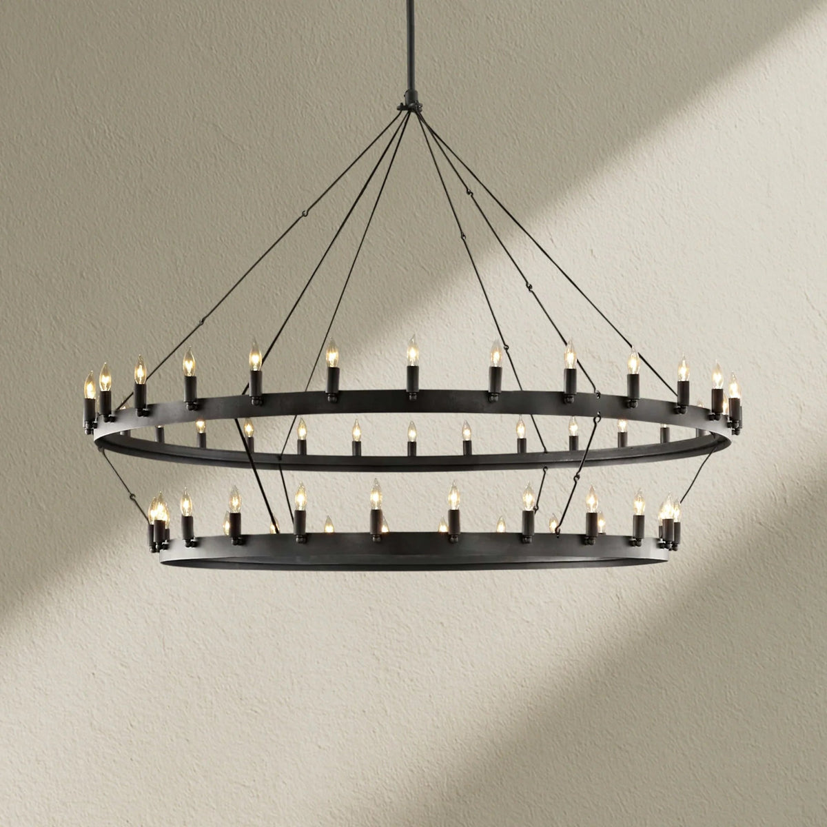 camafz Vintage Filament 2-Tier Round Chandelier 63'' - Zelno