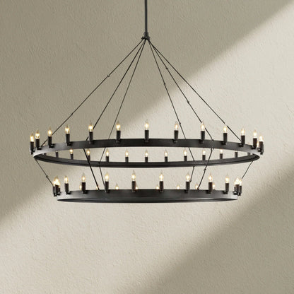 camafz Vintage Filament 2-Tier Round Chandelier 63'' - Zelno