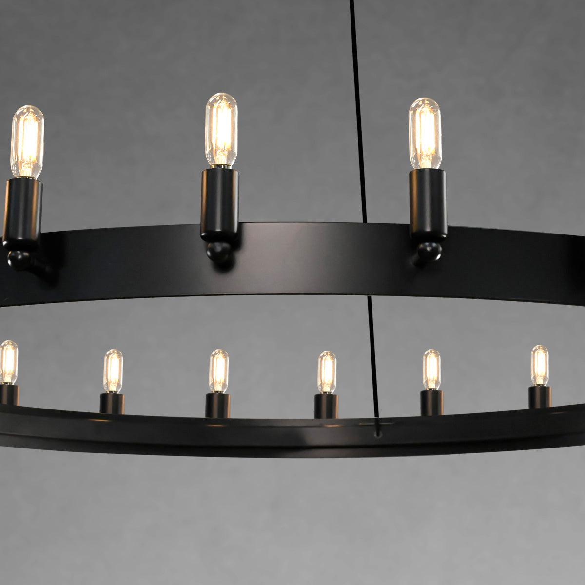 camafz Vintage Filament 2-Tier Round Chandelier 63'' - Zelno