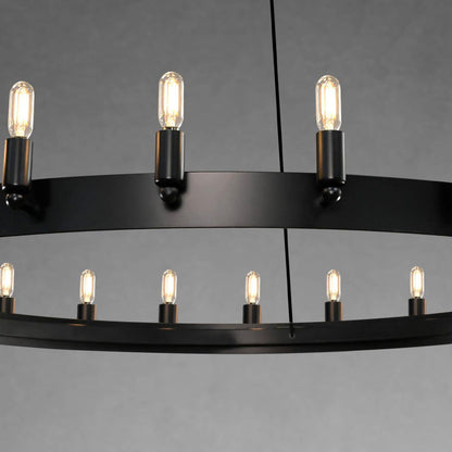 camafz Vintage Filament 2-Tier Round Chandelier 63'' - Zelno