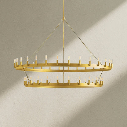 camafz Vintage Filament 2-Tier Round Chandelier 63'' - Zelno