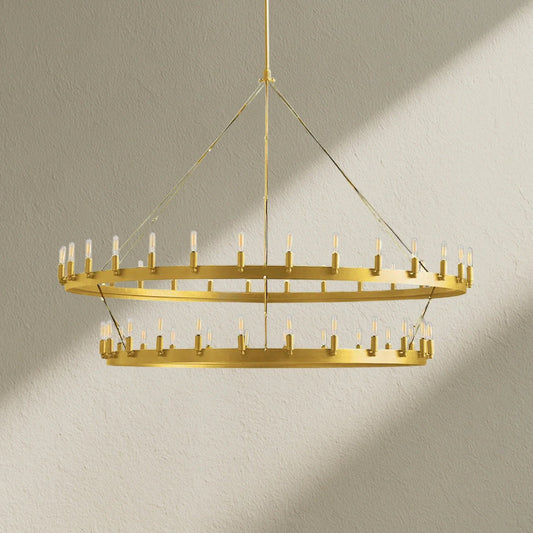 camafz Vintage Filament 2-Tier Round Chandelier 63'' - Zelno
