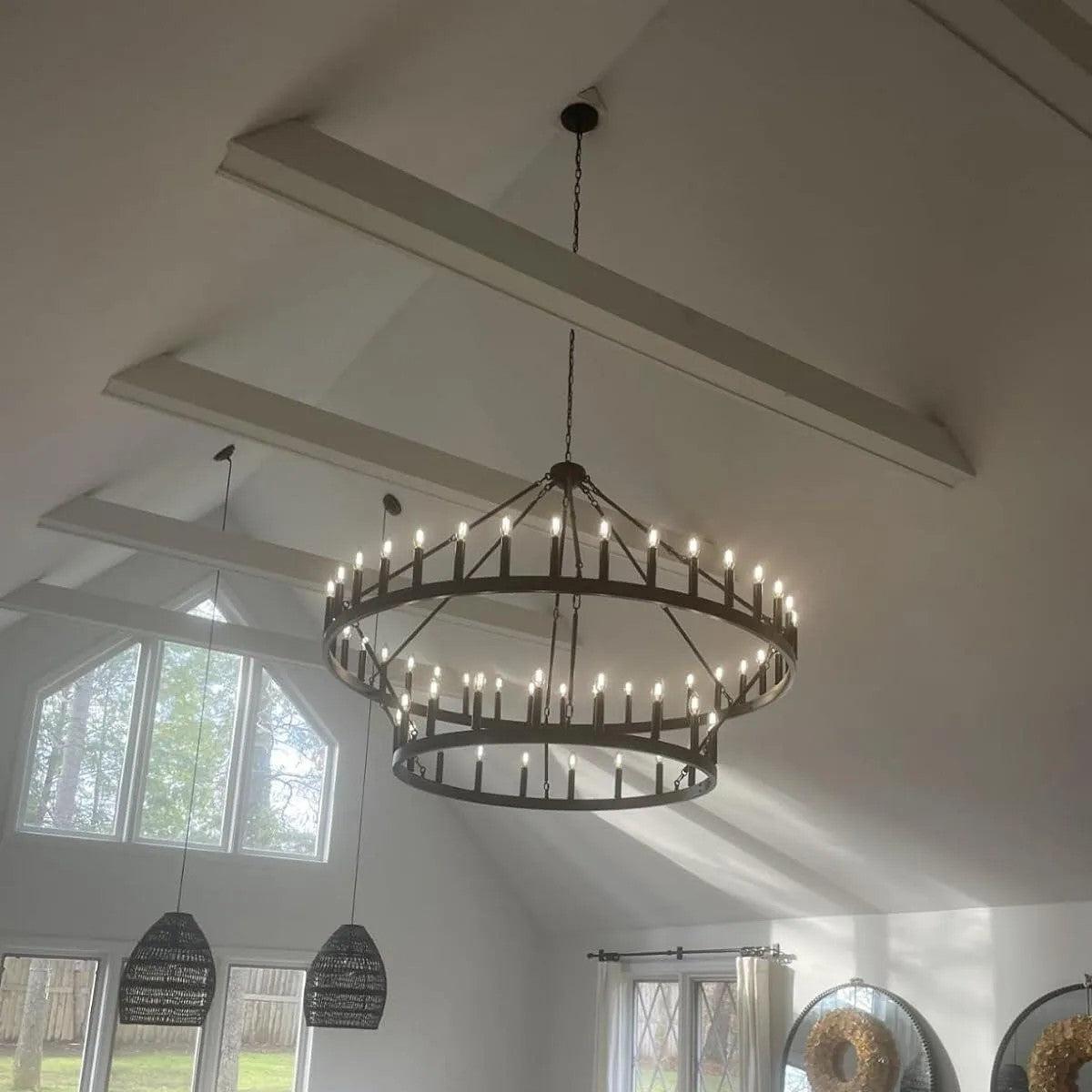 camafz Vintage Filament 2-Tier Round Chandelier 63'' - Zelno