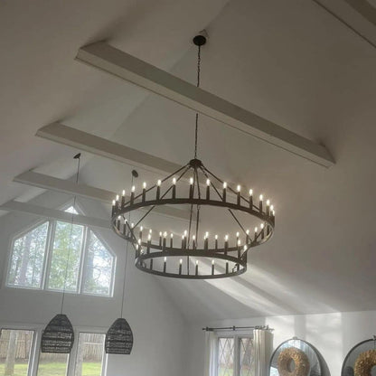 camafz Vintage Filament 2-Tier Round Chandelier 63'' - Zelno