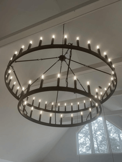 camafz Vintage Filament 2-Tier Round Chandelier 63'' - Zelno