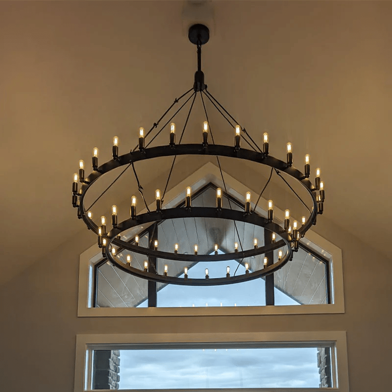 camafz Vintage Filament 2-Tier Round Chandelier 63'' - Zelno