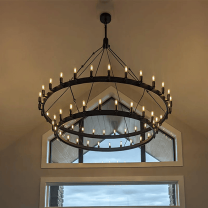 camafz Vintage Filament 2-Tier Round Chandelier 63'' - Zelno