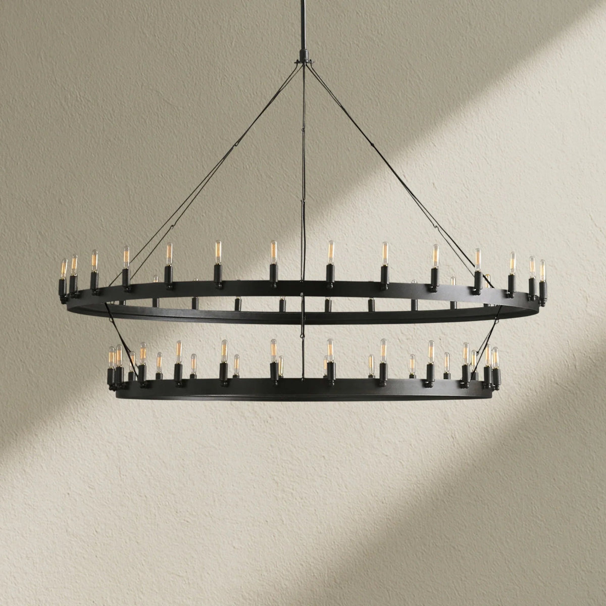 camafz Vintage Filament 2-Tier Round Chandelier 63'' - Zelno