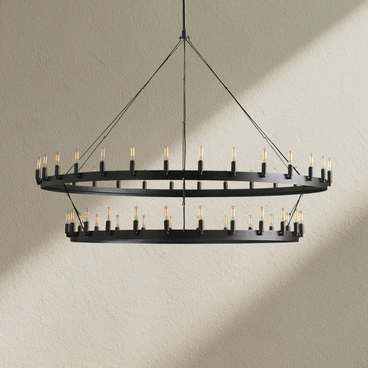 camafz Vintage Filament 2-Tier Round Chandelier 63'' - Zelno