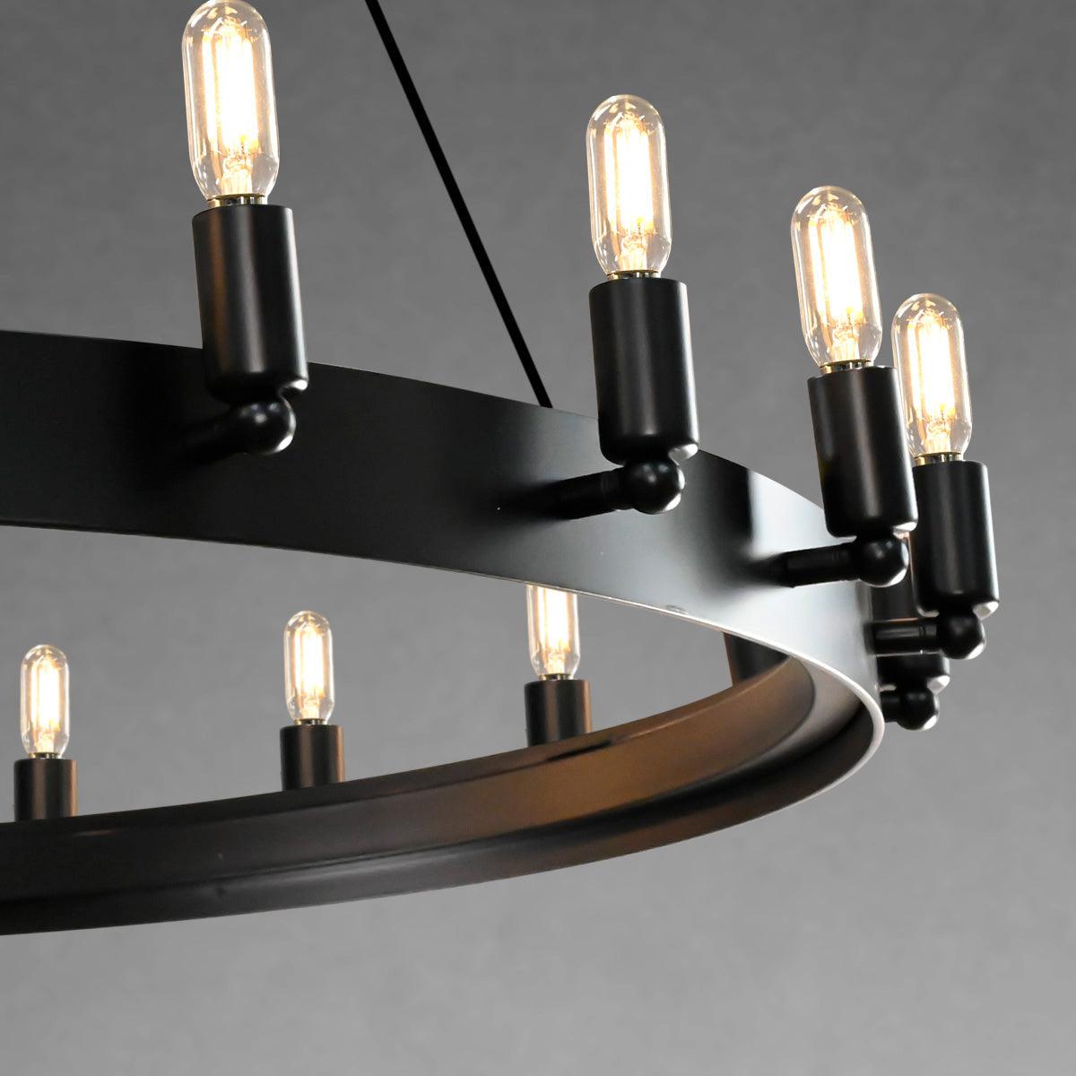 camafz Vintage Filament 2-Tier Round Chandelier 63'' - Zelno