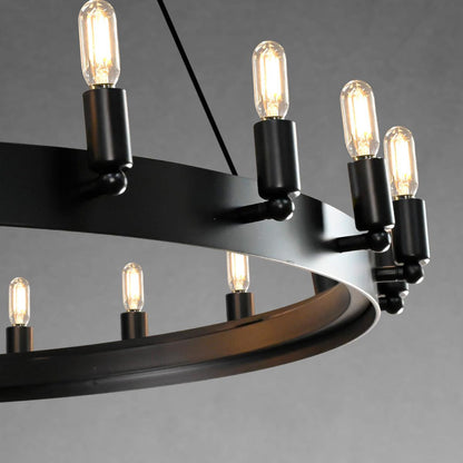 camafz Vintage Filament 2-Tier Round Chandelier 63'' - Zelno