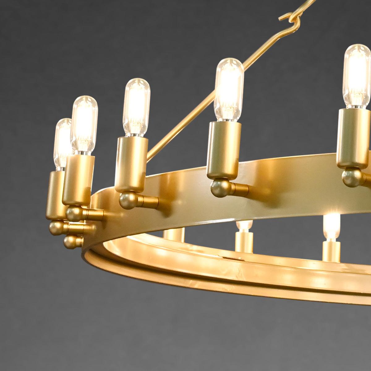 camafz Vintage Filament Two-Tier Round Chandelier 38" - Zelno