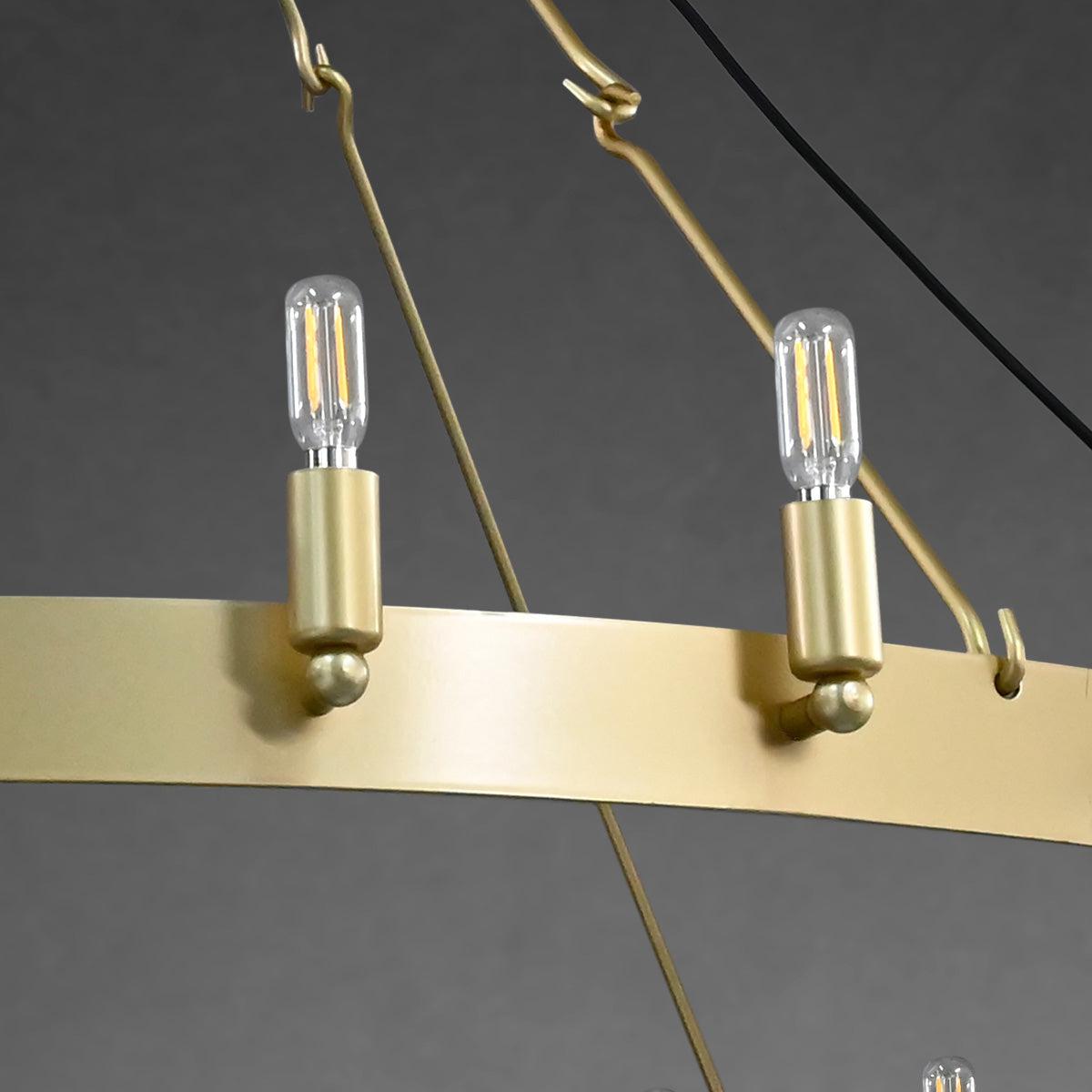 camafz Vintage Filament Two-Tier Round Chandelier 38" - Zelno
