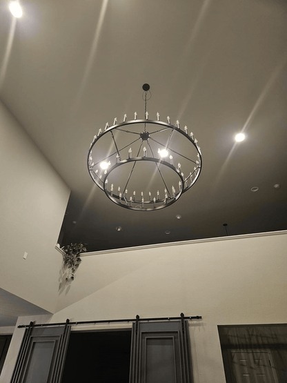 camafz Vintage Filament Two-Tier Round Chandelier 38" - Zelno
