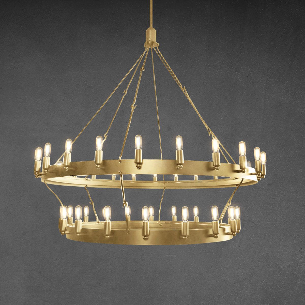 camafz Vintage Filament Two-Tier Round Chandelier 38" - Zelno