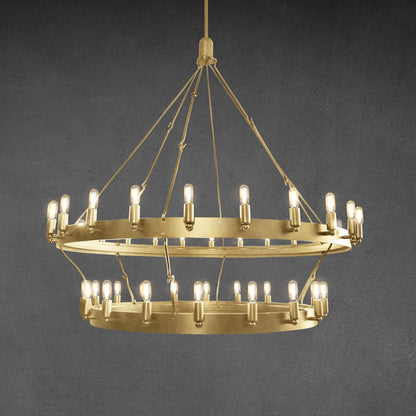camafz Vintage Filament Two-Tier Round Chandelier 38" - Zelno