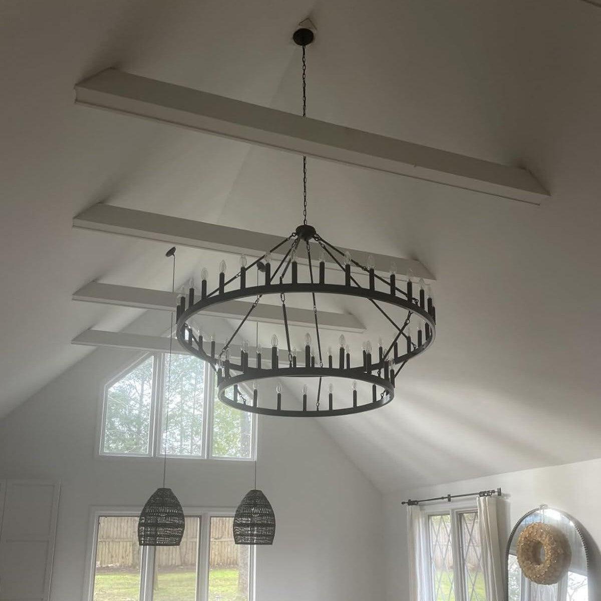 camafz Vintage Filament Two-Tier Round Chandelier 38" - Zelno