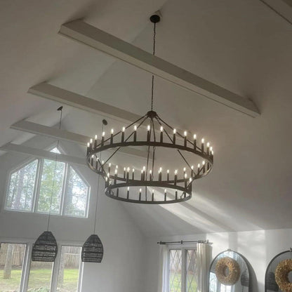 camafz Vintage Filament Two-Tier Round Chandelier 71" - Zelno