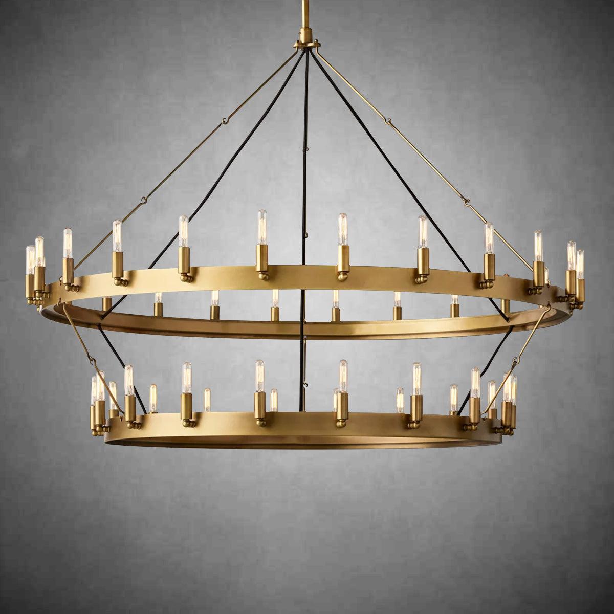 camafz Vintage Filament Two-Tier Round Chandelier 71" - Zelno