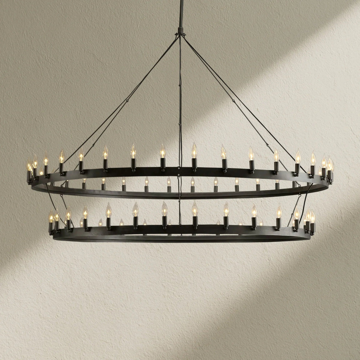 camafz Vintage Filament Two-Tier Round Chandelier 71" - Zelno