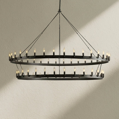 camafz Vintage Filament Two-Tier Round Chandelier 71" - Zelno