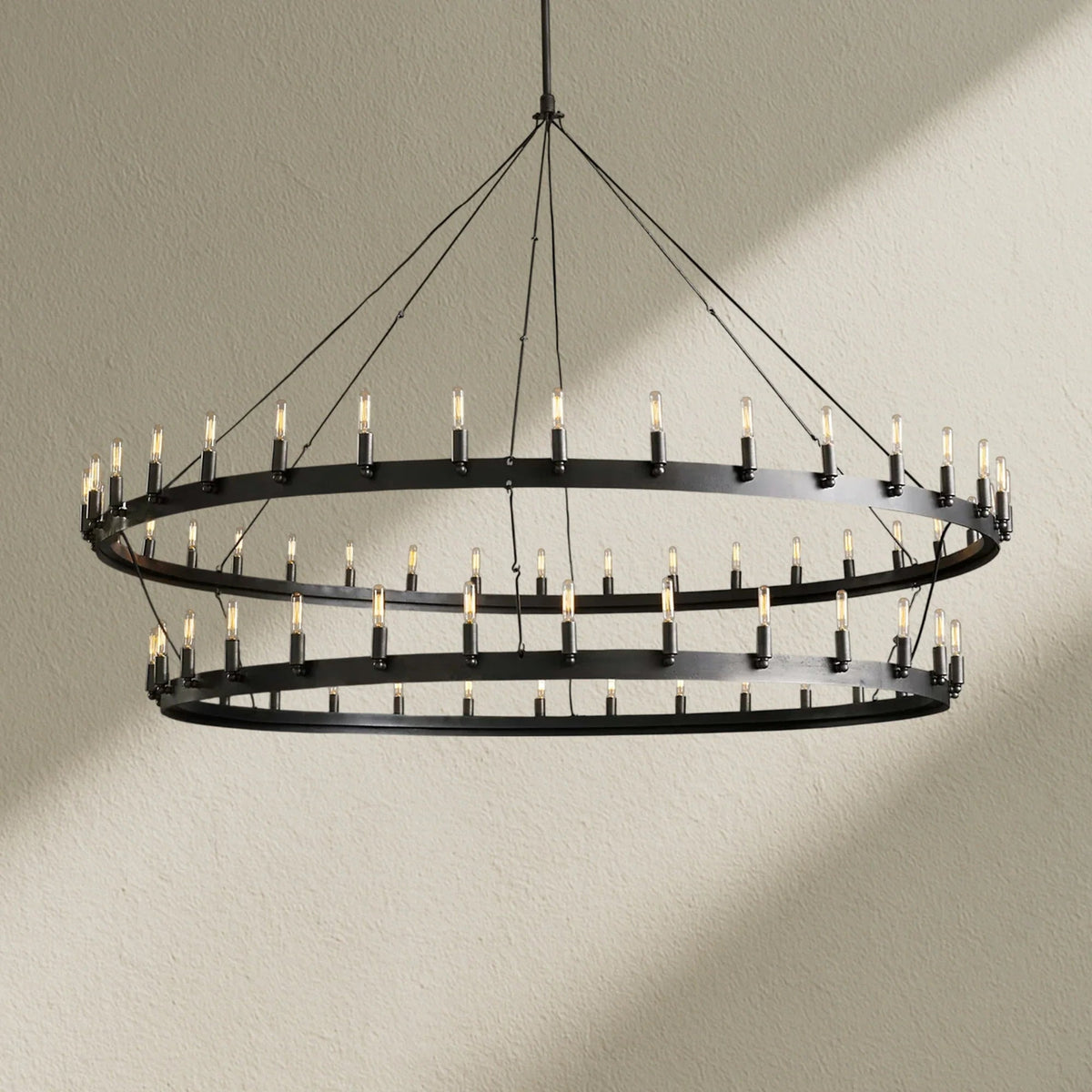 camafz Vintage Filament Two-Tier Round Chandelier 71" - Zelno