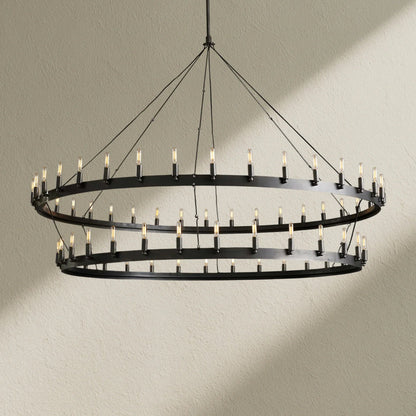 camafz Vintage Filament Two-Tier Round Chandelier 71" - Zelno