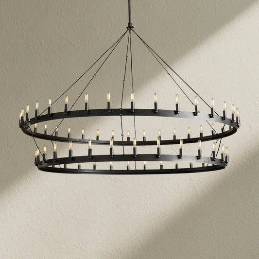 camafz Vintage Filament Two-Tier Round Chandelier 71" - Zelno