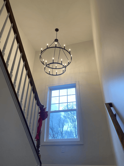 camafz Vintage Filament Two-Tier Round Chandelier 71" - Zelno