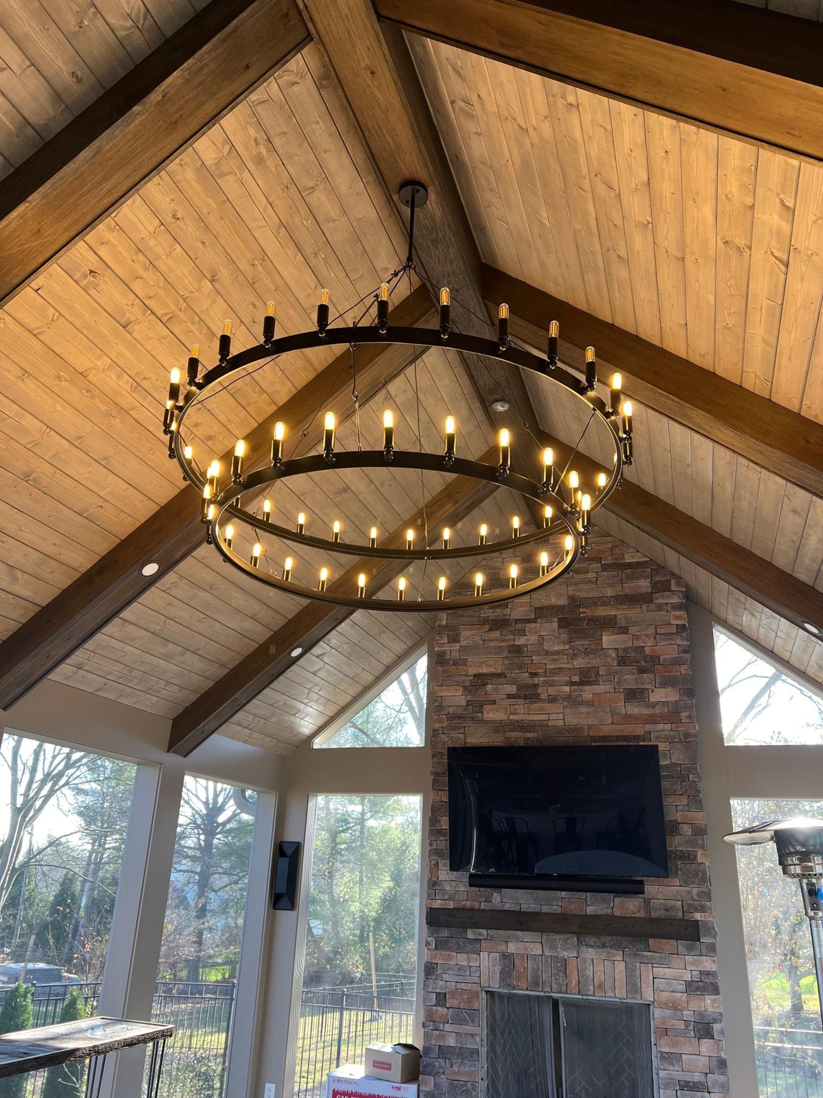camafz Vintage Filament Two-Tier Round Chandelier 71" - Zelno