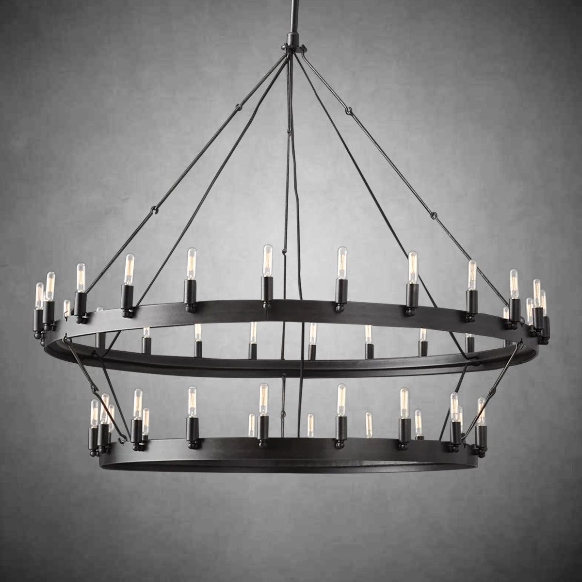 camafz Vintage Filament Two-Tier Round Chandelier 71" - Zelno