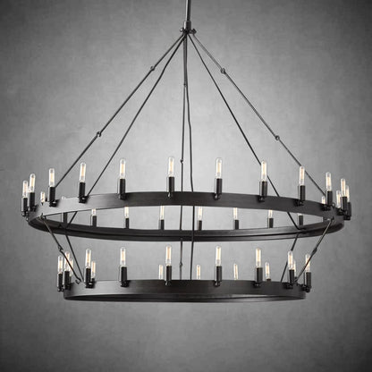 camafz Vintage Filament Two-Tier Round Chandelier 71" - Zelno