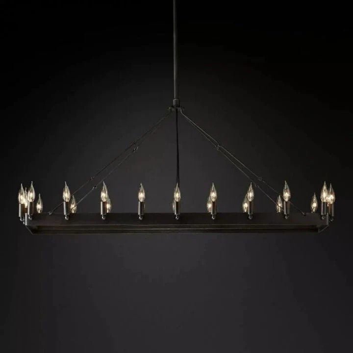 Camena Vintage Candelabra Rectangular Chandelier - Zelno Lighting