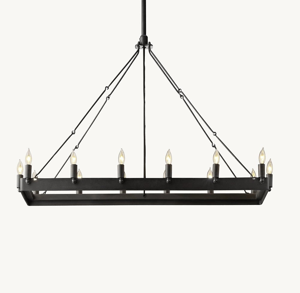 Camena Vintage Candelabra Rectangular Chandelier - Zelno Lighting
