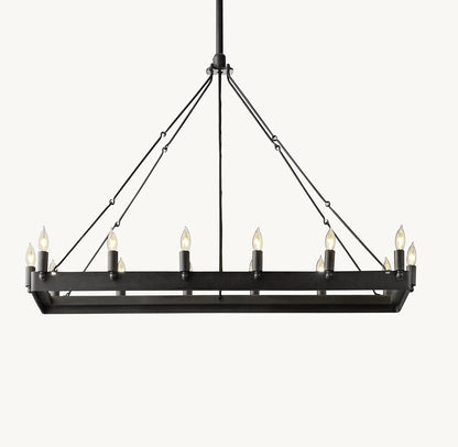 Camena Vintage Candelabra Rectangular Chandelier - Zelno Lighting