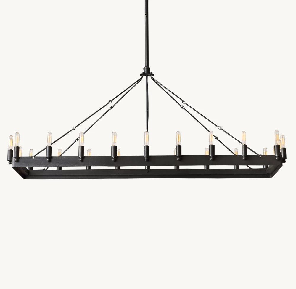 Camena Vintage Filament Rectangular Chandelier - Zelno Lighting