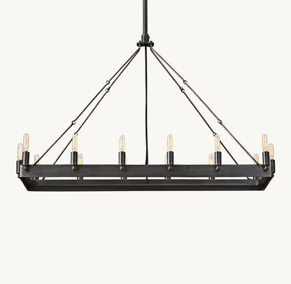 Camena Vintage Filament Rectangular Chandelier - Zelno Lighting